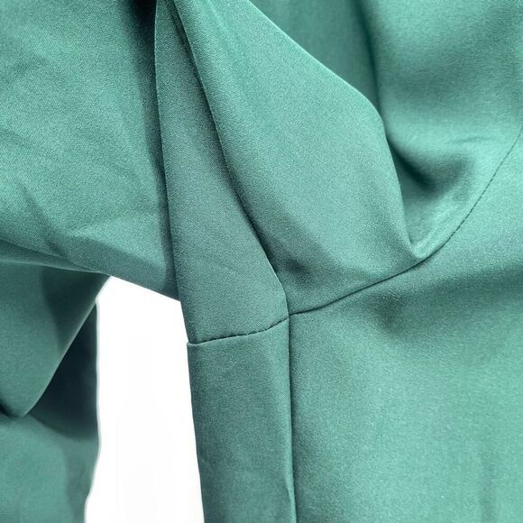 Emerald Green Pull-On Paperbag Waist Wide Leg Pants 4XL High Rise Lightweight - Picture 5 of 10